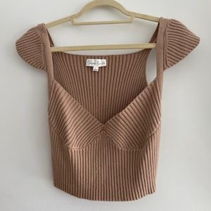 Knit Crop Top in Beige/Light Brown